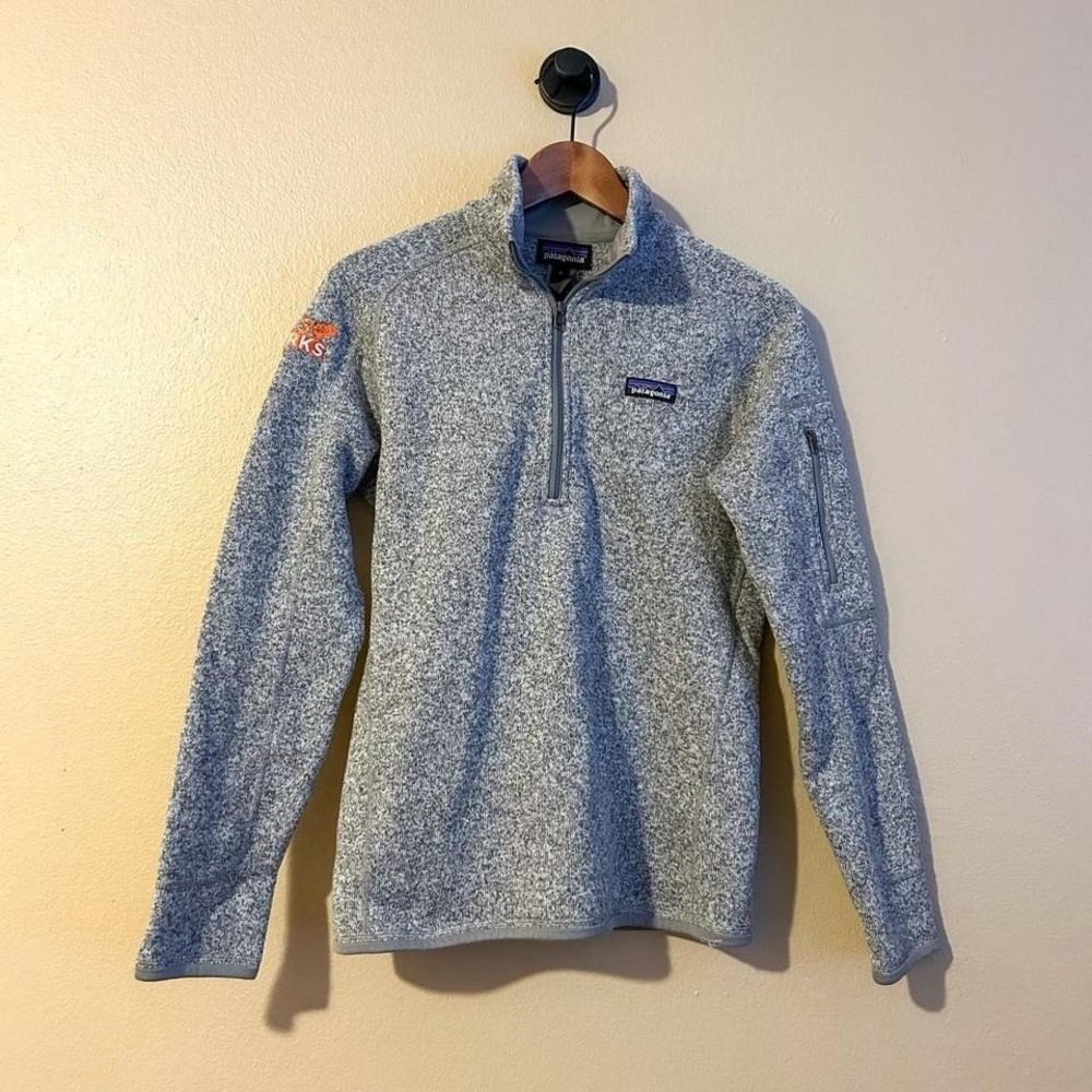 Patagonia Better Sweater Women's Quarter Zip Sherpa Fleece Embroidered Gray